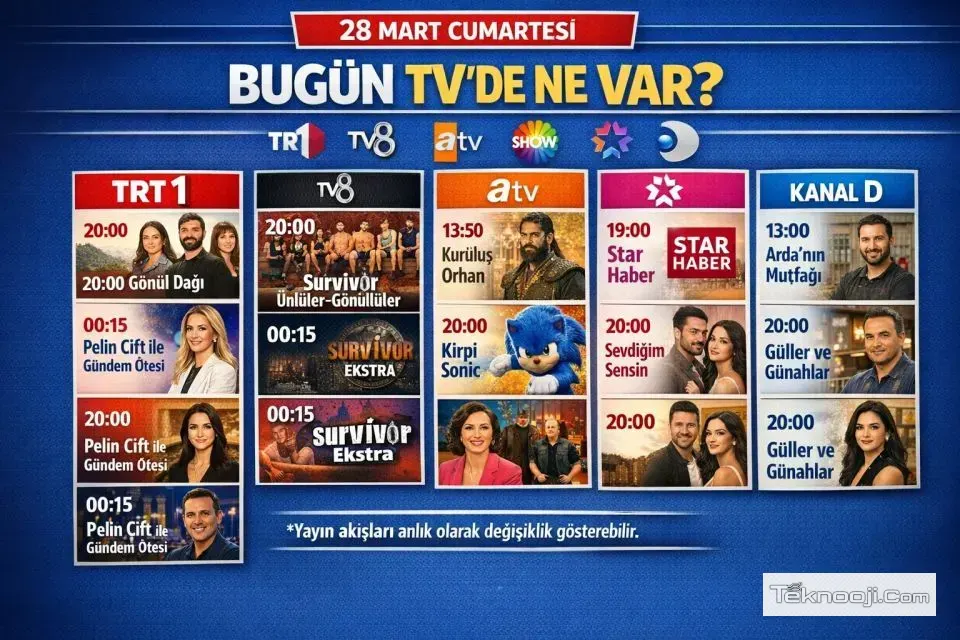 TV'de Bugün Hangi Diziler Var Cumartesi! Tam Liste!